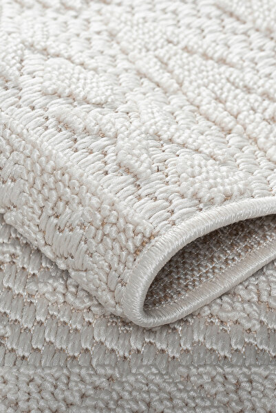 Santiva Home Krem Yumuşak Dokulu Halı Kilim Bukle Salon Mutfak Koridor Yolluk Dokuma Makine Halısı Antialerjik