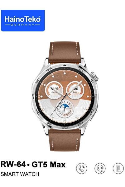 HAINOTEKO HainoTekoGermany RW64 Smartwatch — AMOLED, Voice Assistant, 3 Straps, Wireless Charger (Silver)