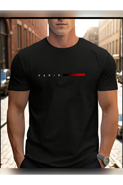 TİMİSİVA Μπλουζάκι Unisex oversized PARİS2 B με τύπωμα με κοντό μανίκι ΜΑΥΡΟ