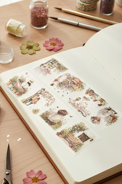 Kolbi Craft 8 قطع من ملصقات ساكورا الشفافة لدفتر الملاحظات والسكرابوكينغ والك...