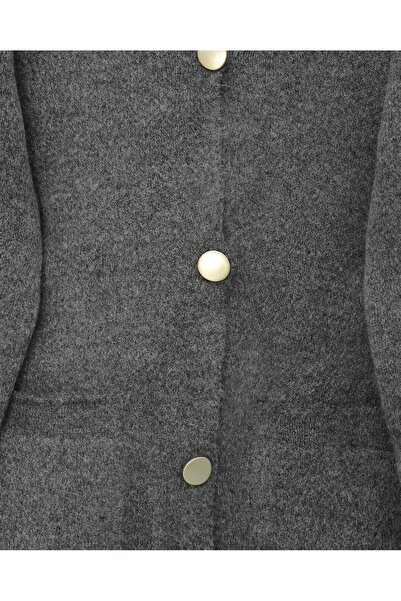 Modamorfo Buttoned Front Double Pocket Soft Knit Cardigan - Smoked