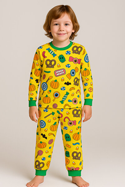 Moni Children's Stretch Fabric Combed Cotton Quality Candy Printed Pajama Set