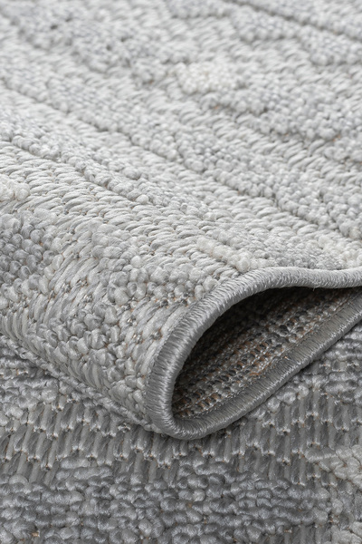 Santiva Home Gri Krem Yumuşak Dokulu Halı Kilim Bukle Salon Koridor Yolluk Dokuma Makine Halısı Antialerjik