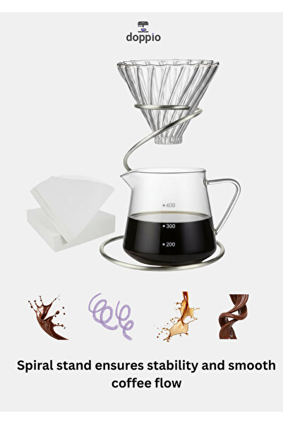 DOPPİO Glass Pour Over Coffee Maker Set – Dripper, Server & Filter Papers