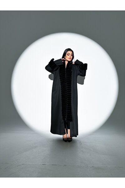 NNNN Wool abaya with fur trim