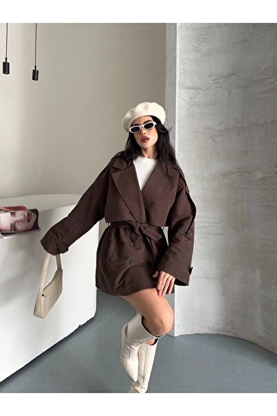 Ekim Store Rüzgarlık Detaylı Kuşaklı Trençkot