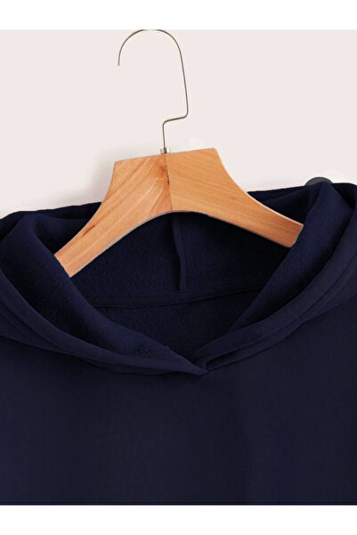 Relax family xf Men's Thick Navy Blue Hooded Three Thread Sweatshirt Hoodie Cotton
