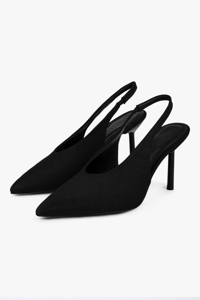 Shoeberry Women's Vetra Black Matte Satin Stiletto