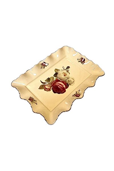 ROY KING Royking Serving Plate Cream Gold Rectangular Rose Pattern Rose 31X22...