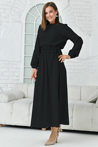 QLAY Women's Biscuit Neck Long Sleeve Seersucker Dress