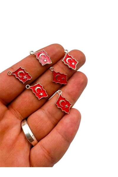 MADEFORYOUU Türk Bayrağı Kolye Ucu, Takı Malzemesi, Türk Bayrağı Takı Aparatı 1. Kalite (kararmaz)