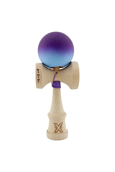Flippy Kendama X Originala, Profesionala, Flippy, Big Cups V2, Rubber Grip cu Cupe Mari, Violet/Albastru