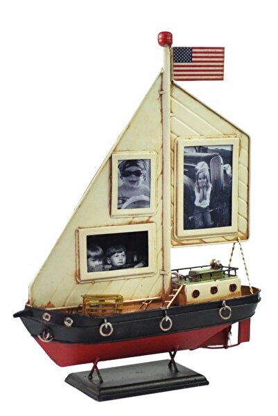 Dünyadan Hediyeler Decorative Picture Framed Metal Sailing Ship 35cm
