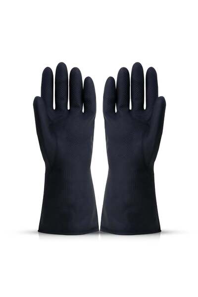 Generic ROBUSTT Heavy Duty Rubber Hand Gloves - 1 Pair (Free Size, Black) for Dishwashing, Gardening, Kitche
