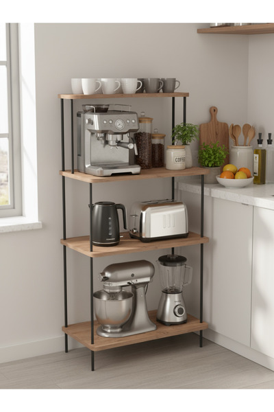 Merhaba Mobilya - Mutfak Standı 4 Raflı Kahve Köşesi Mutfak Rafı Mutfak Bangosu (çok amaçlı raf)