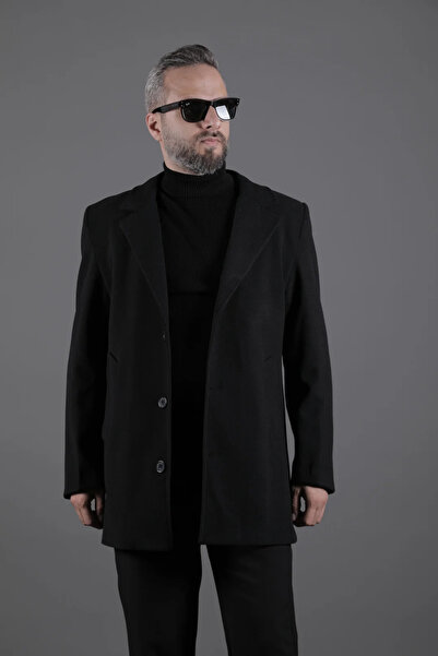 OHEPMODA Buttoned Plain Men's Cashmere Coat