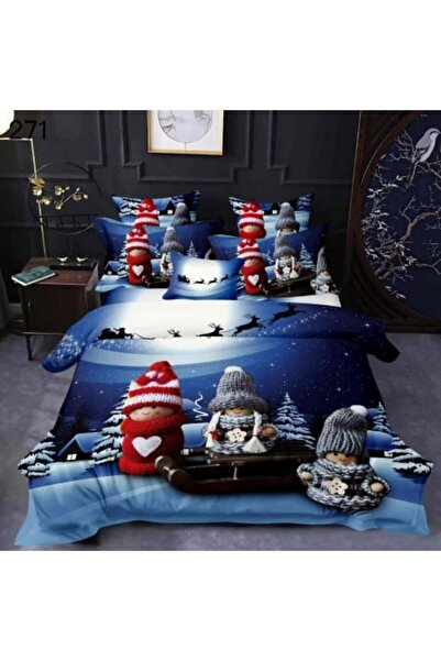 Amigo Finet Cotton Christmas Bedding - Santa Claus in a Sleigh on the Street Lilac