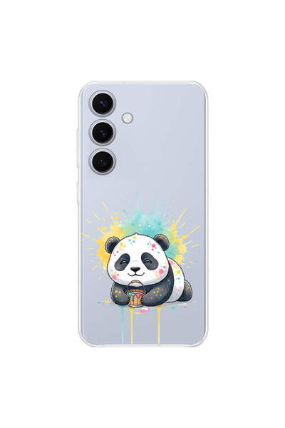 PrintiFy Samsung Galaxy S25 ile Uyumlu Splash Panda Tasarımlı Şeffaf Silikon ...