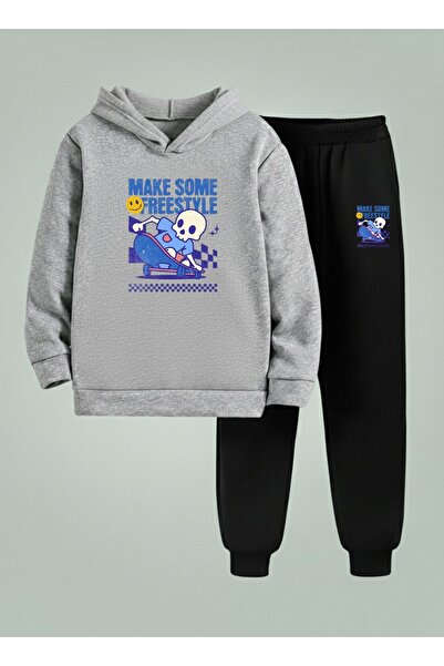 LORVEX Set cu glugă pentru băieți MAKE SOME, hanorac imprimat cu 3 fire, mode...