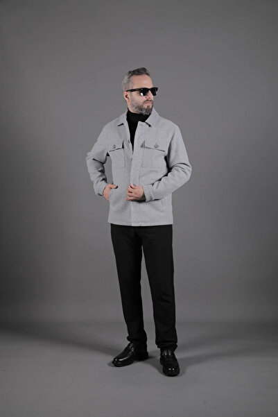 OHEPMODA Men's Cashmere Coat with Stitching Detail