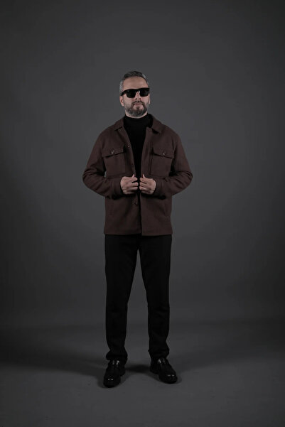 OHEPMODA Men's Cashmere Coat with Stitching Detail