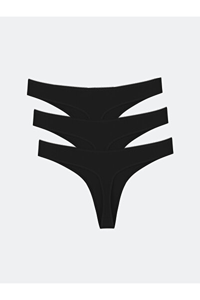 LC Waikiki Lcw Dream Black Plain Thong Panties 3-Pack