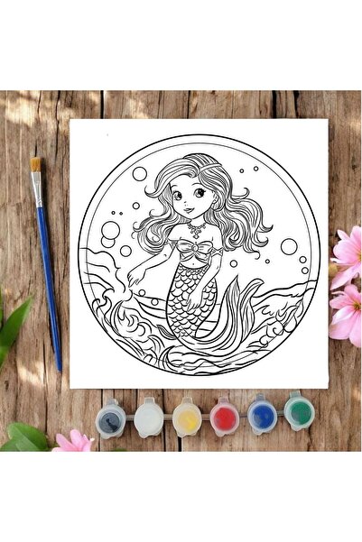 CHVE DESIGN 20x20 Tuval Boyama Seti Çocuklar İçin Etkinlik Deniz Kızı Tuval B...