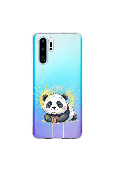 PrintiFy Huawei P30 Pro ile Uyumlu Splash Panda Tasarımlı Şeffaf Silikon Kılıf