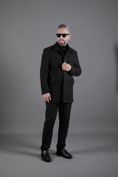 OHEPMODA Men's Cashmere Coat with Hidden Buttons