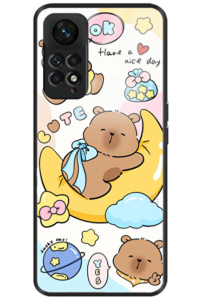 WANNA PROTECT جراب هاتف شاومي ريدمي نوت 11S فاخر بنمط الكابيبارا اللامع مع حم...