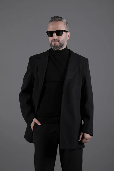 OHEPMODA Buttoned Plain Men's Cashmere Coat