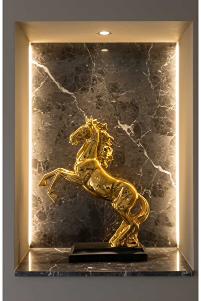 CURCUNA HEDİYELİK Dev Şahlanan At Polyester Krom Kaplama Biblo