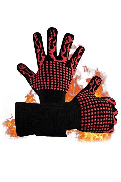 Miskat Trading BBQ Gloves 1472°F Heat Resistant 14in Ultra-Long Silicone Non-...