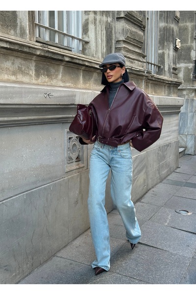 Blanco Women's New Season Equivalent Belted Leather Jacket