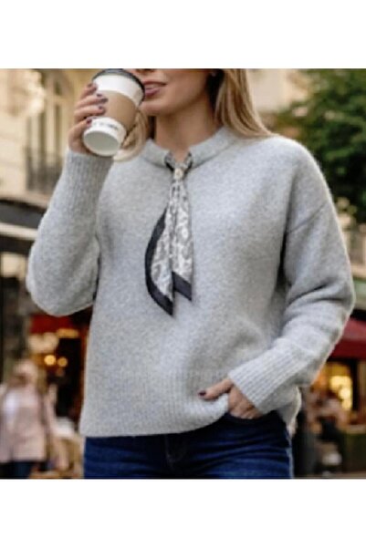 MONAMORE Women's Laine Ultra Soft Long Sleeve Scarf Sweater