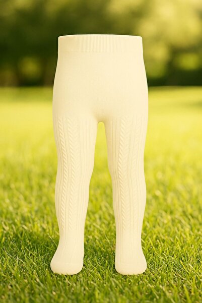 ROYAL Babywear Organik Pamuk Kız Bebek Kendinden Desenli Külotlu Çorap ( Bej ...