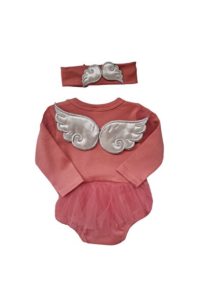 Miniworld Body dress with tulle and matching headband, wings on the back, Angel, raspberry pink