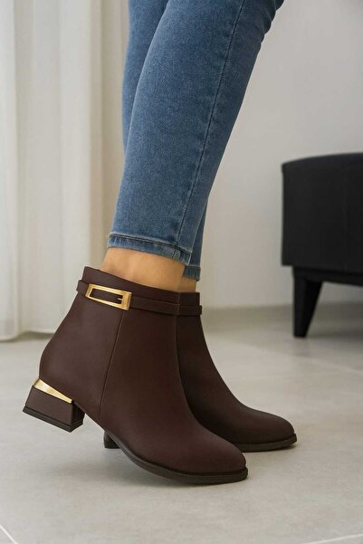 mysticaluxe Shoes Γυναικείες μπότες με μυτερή μύτη με χοντρό τακούνι με φερμουάρ στο πλάι Casual Daily z01