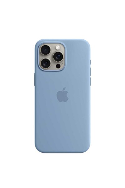 Apple Silicone Case with MagSafe for iPhone 15 Pro Max, Winter Blue, Bulk