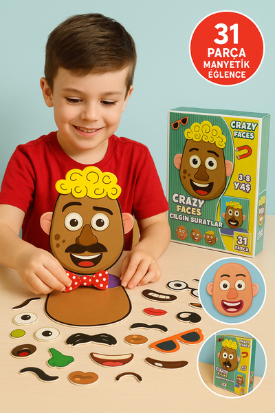 TOYFEST Crazy Faces Magnetic Educational Game Set – 31 Pieces Activity to Dev...