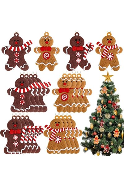 DELPI Set of 16 Decorative Gingerbread Men, 4 models, Silicone, 5x7 cm, Brown