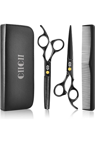 Generic CIICII Professional Hairdressing Scissors Set (Black) — 8-in-1 Hair Cutting & Thinning Kit