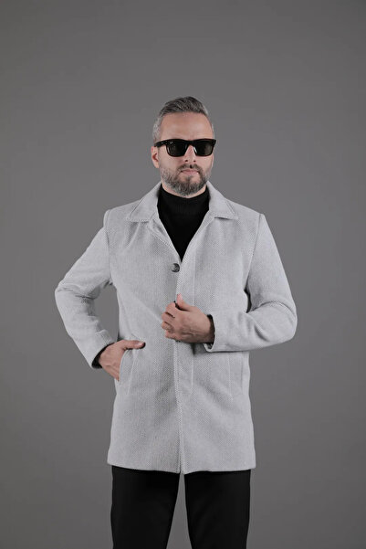 OHEPMODA Men's Cashmere Coat with Hidden Buttons