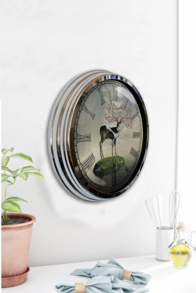 Kasva Concept ساعة حائط حائط بحرية معدنية من الكروم 40 سم للهدايا