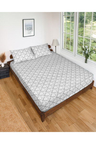 Gön Ev Tekstili Patterned Elastic Sheet Set 180 × 200 cm + 2 Pieces 50 × 70 c...