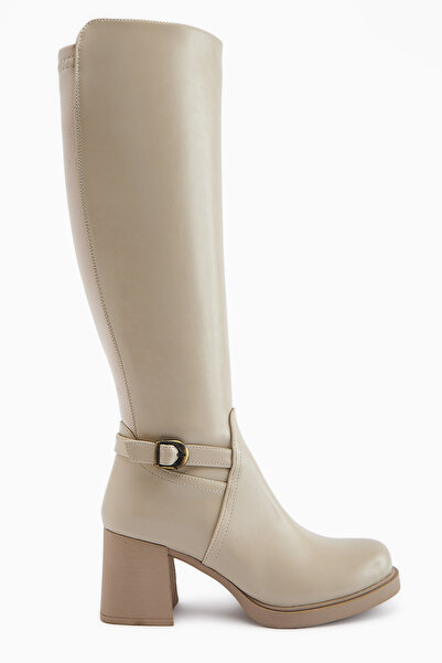 Limoya Gerti Beige Heeled Women's Boots