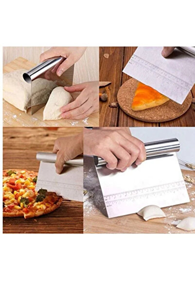 ZUZU MADE Pembe Büyük Boy Silikon Hamur Açma Matı 45 Cm X 65 Cm ve Solingen Ölçülü Çelik Pasta Hamur Kesme Spatulası