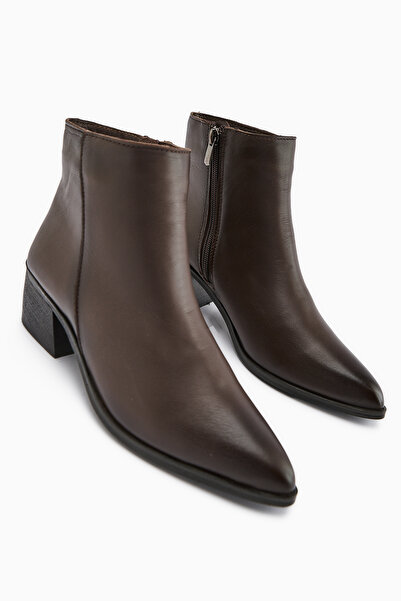 Limoya Mita Genuine Leather Brown Heeled Women's Boots