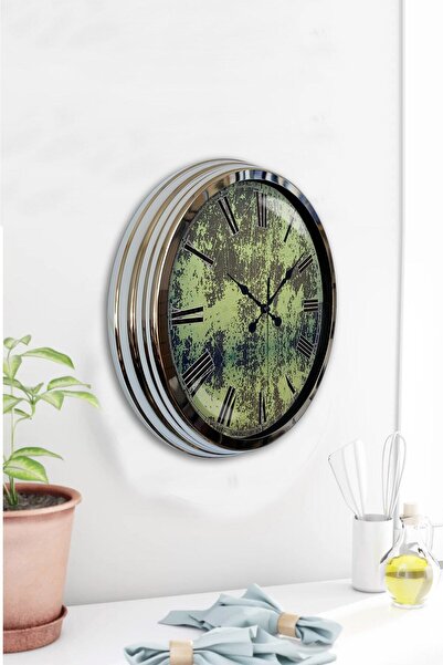 Kasva Concept هدية ساعة حائط رخامية معدنية من الكروم مقاس 40 سم