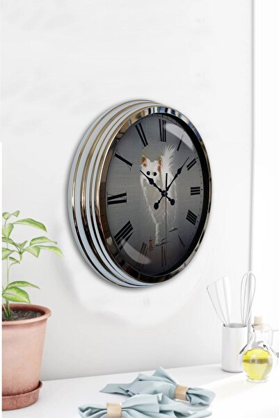 Kasva Concept ساعة حائط أبل معدن كروم مقاس 40 سم